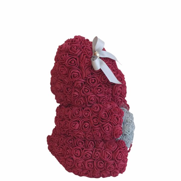Rose bear, bordó medvídek z růží 23 cm - Image 3