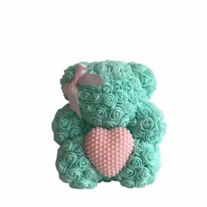 Rose bear, mentolový medvídek z růží 17 cm