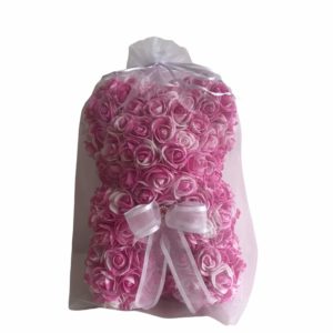 Rose bear, žíhaný medvídek z růží 25 cm