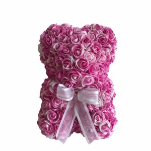 Rose bear, žíhaný medvídek z růží 25 cm