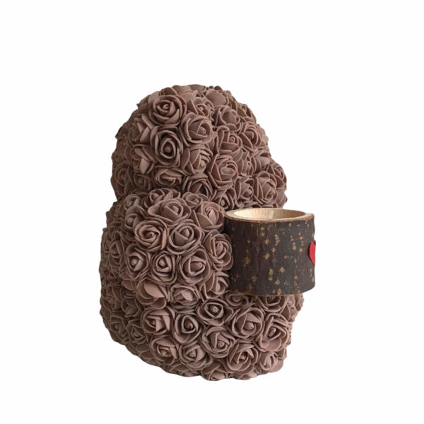 Rose bear, hnědý medvídek se svícnem 17 cm - Image 3