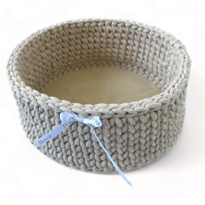 Háčkovaný košík 25 cm v barvě cappuccino