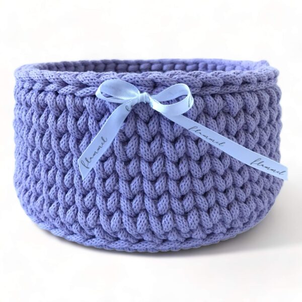 Háčkovaný košík 20 cm levandulový