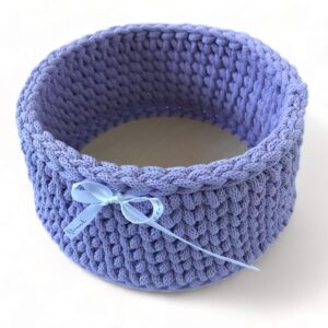 Háčkovaný košík 20 cm levandulový