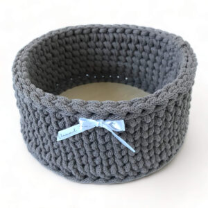 Háčkovaný košík 20 cm v barvě mokka