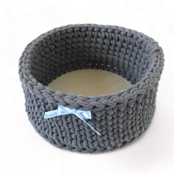 Háčkovaný košík 20 cm v barvě mokka - Image 3