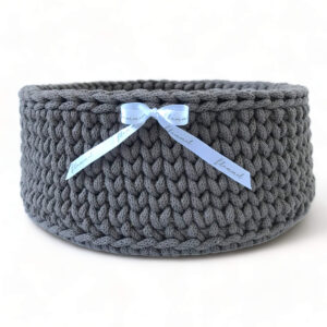 Háčkovaný košík 25 cm v barvě mokka