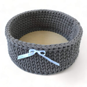 Háčkovaný košík 25 cm v barvě mokka