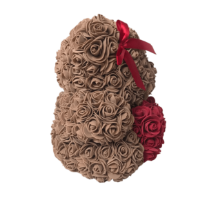 Rose bear, hnědý medvídek z růží 25 cm, dekorace