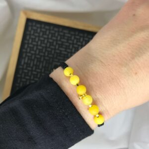 Macramé náramek, hvězda a minerální kámen jadeit žlutý