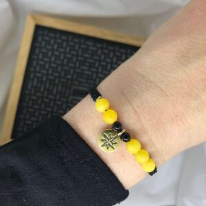 Macramé náramek, Severka a minerální kámen jadeit žlutý