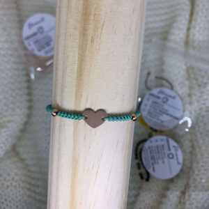 Macramé náramek se srdcem a korálky z 18k růžového zlata