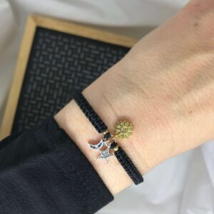 Macramé náramek slunce, měsíc, hvězda